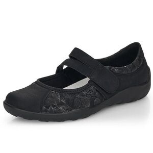 Remonte Mary Jane ballerina flat in black with floral pattern size 9 (40)